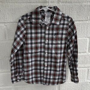 Jacadi Paris Plaid Multicolor Checkered Button Down Cotton Shirt sz 6